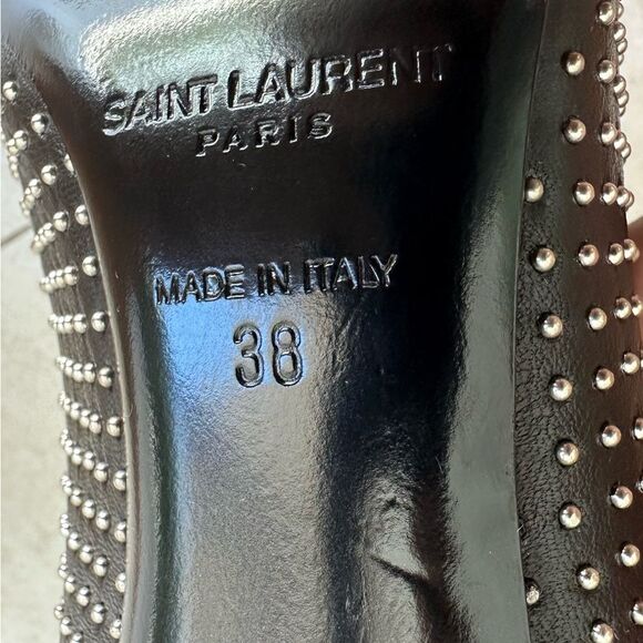 Saint Laurent Opyum 110 YSL Pumps Leather Studded Black High Heels EU 38 US 8 - Picture 11 of 11